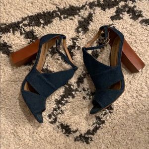 Denim 4” Chunky Heel w. cutouts